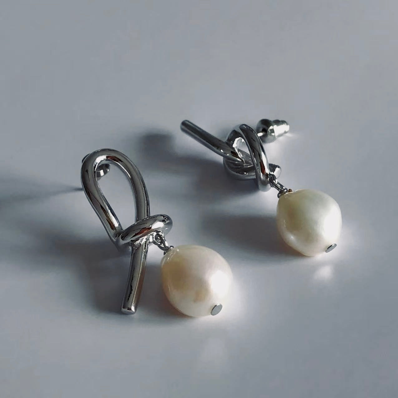 Knot & Pearl Drop Earrings