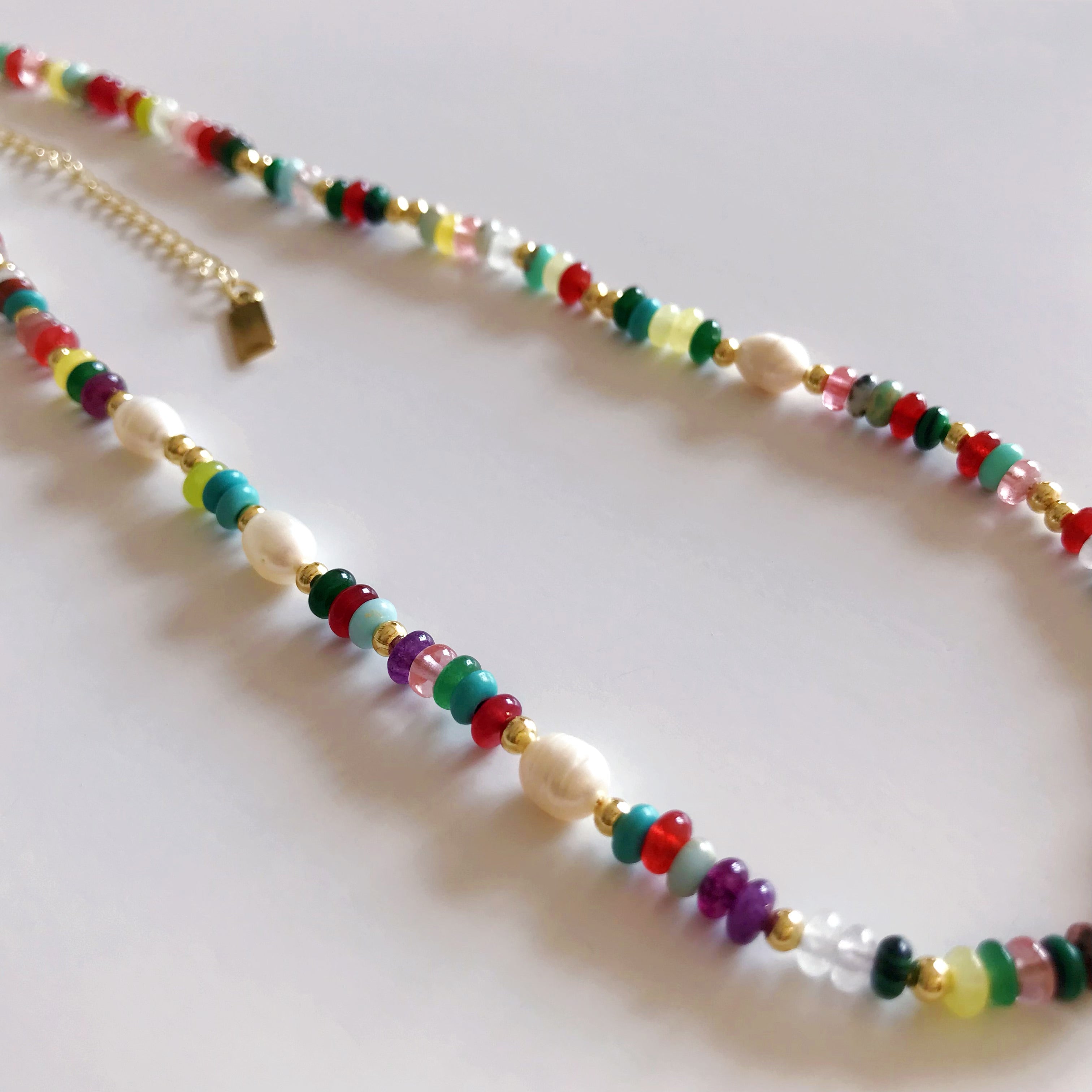 Multicolor Natural Gemstone & Freshwater Pearl Necklace