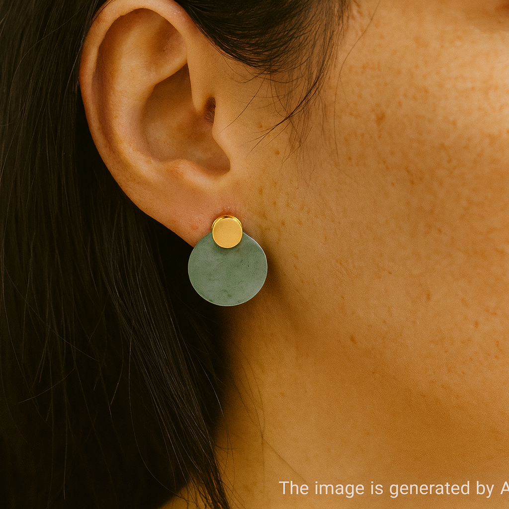 Serenity Jade Disc Studs - gold plated