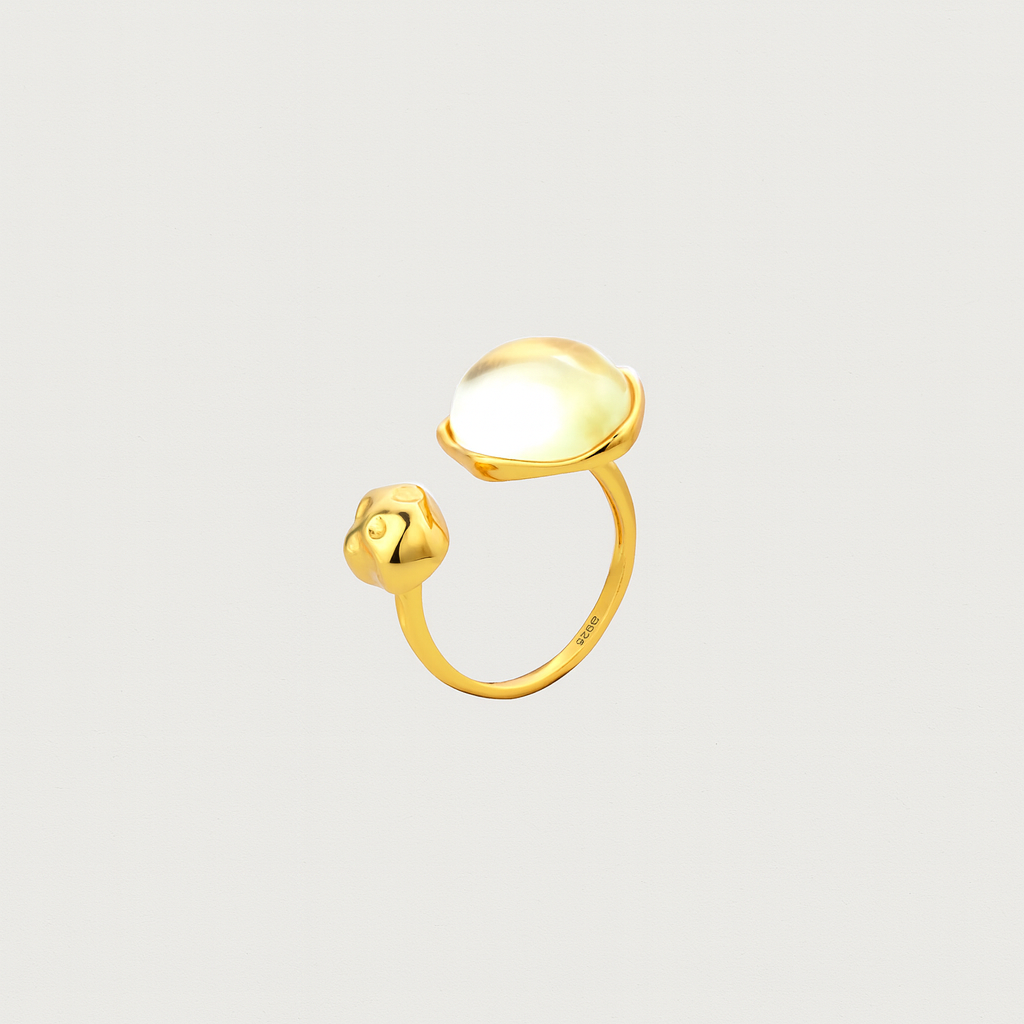 Citrine Open Ring in gold plated silver