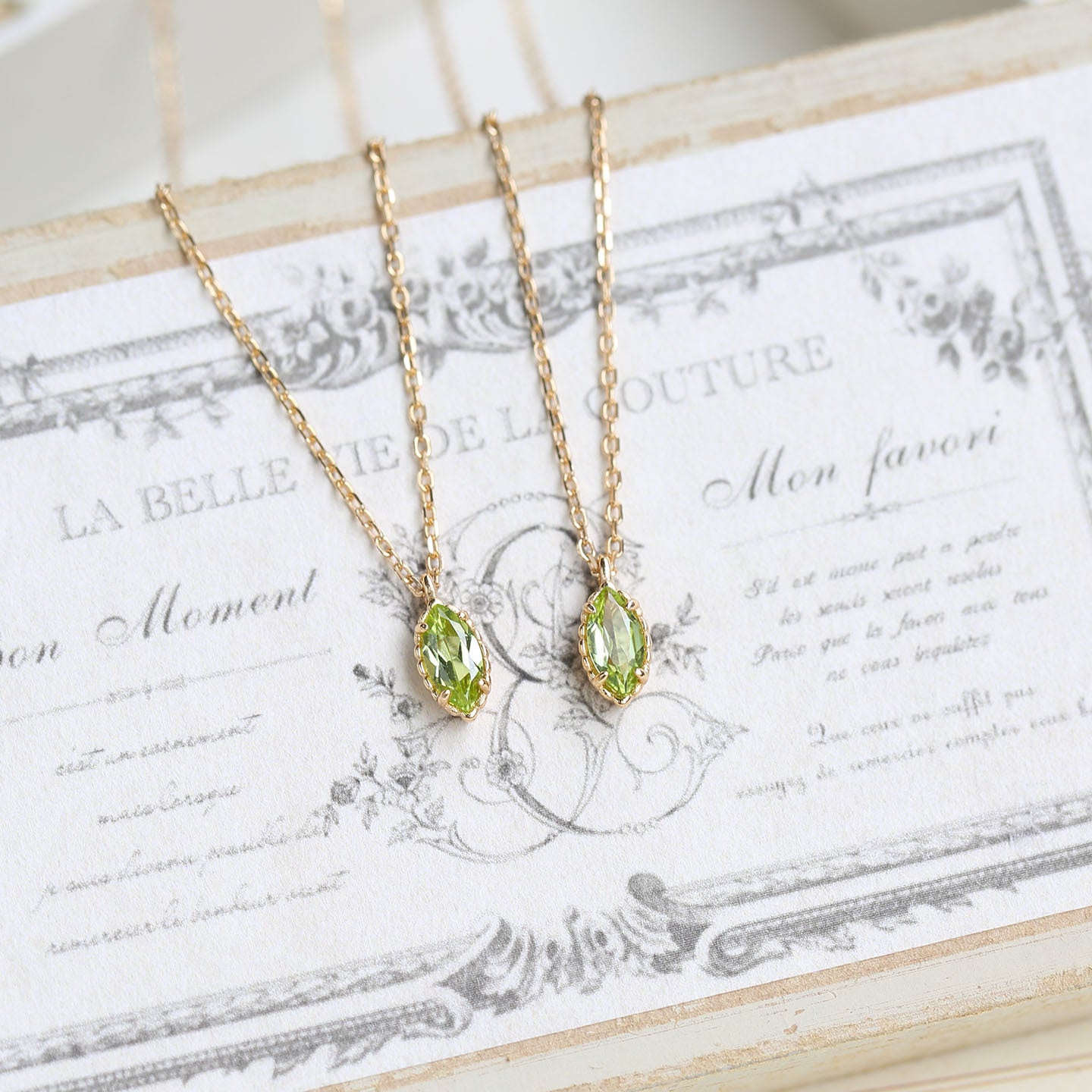 Marquise-Cut Peridot Necklace in 925 Sterling Silver | Minimalist Gold-Plated Pendant