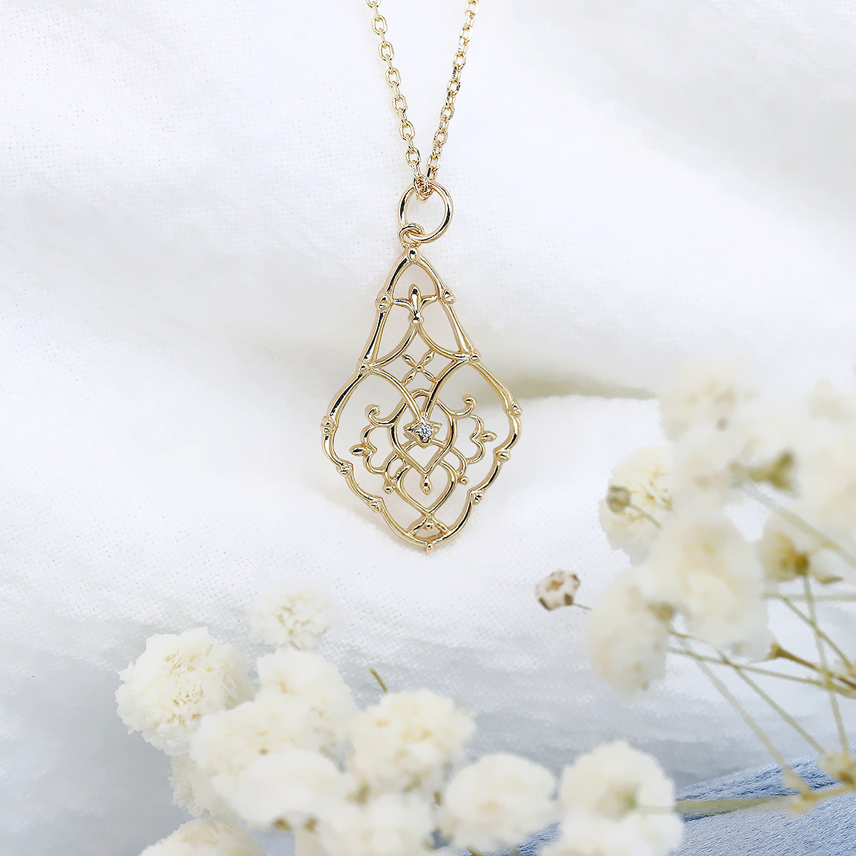Medieval Lace Filigree Pendant Necklace|925 Sterling Silver with 18K Gold Plating