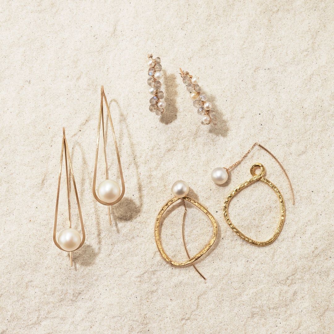 Minimalist Freshwater Pearl Long U-Shaped 925 Silver Earrings