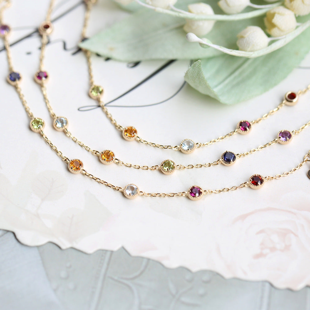 Rainbow Birthstone Bracelet | Peridot, Topaz & Garnet |