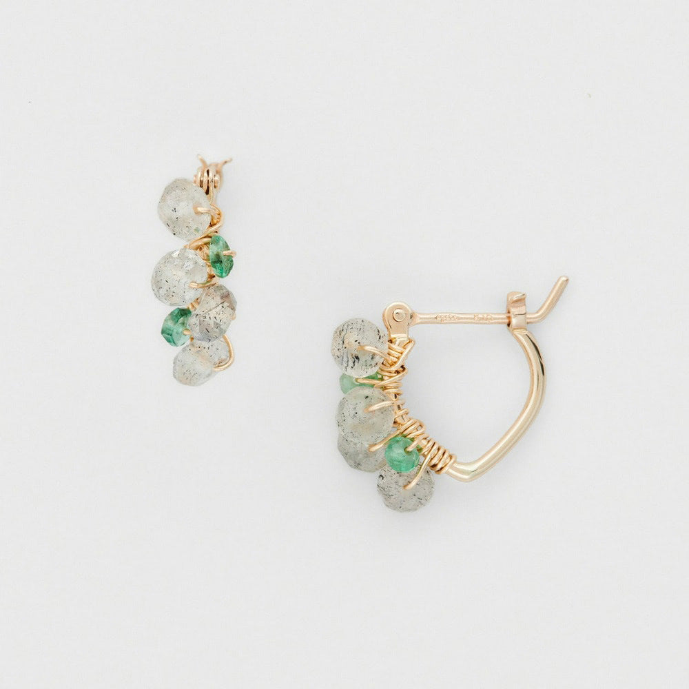 Green Prehnite Gemstone Drop Earrings | Natural Crystal Gold-Plated Earrings