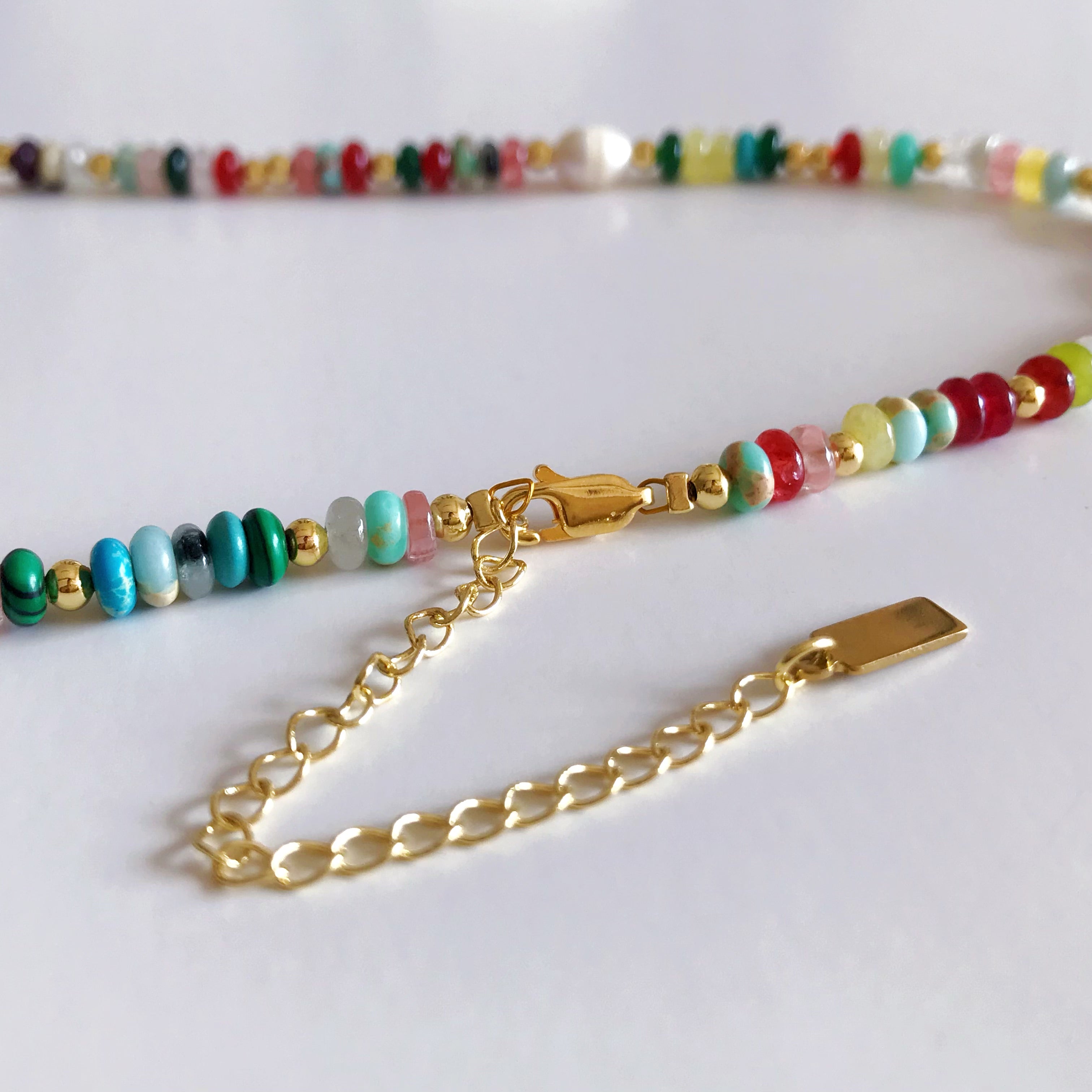 Multicolor Natural Gemstone & Freshwater Pearl Necklace