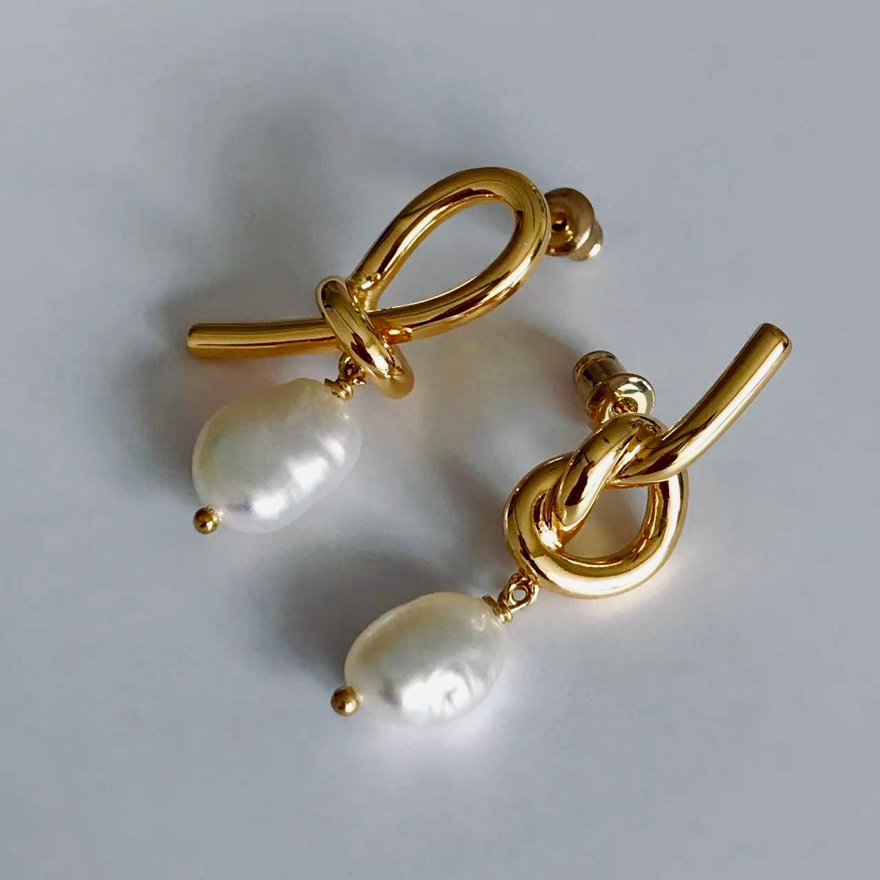 Knot & Pearl Drop Earrings