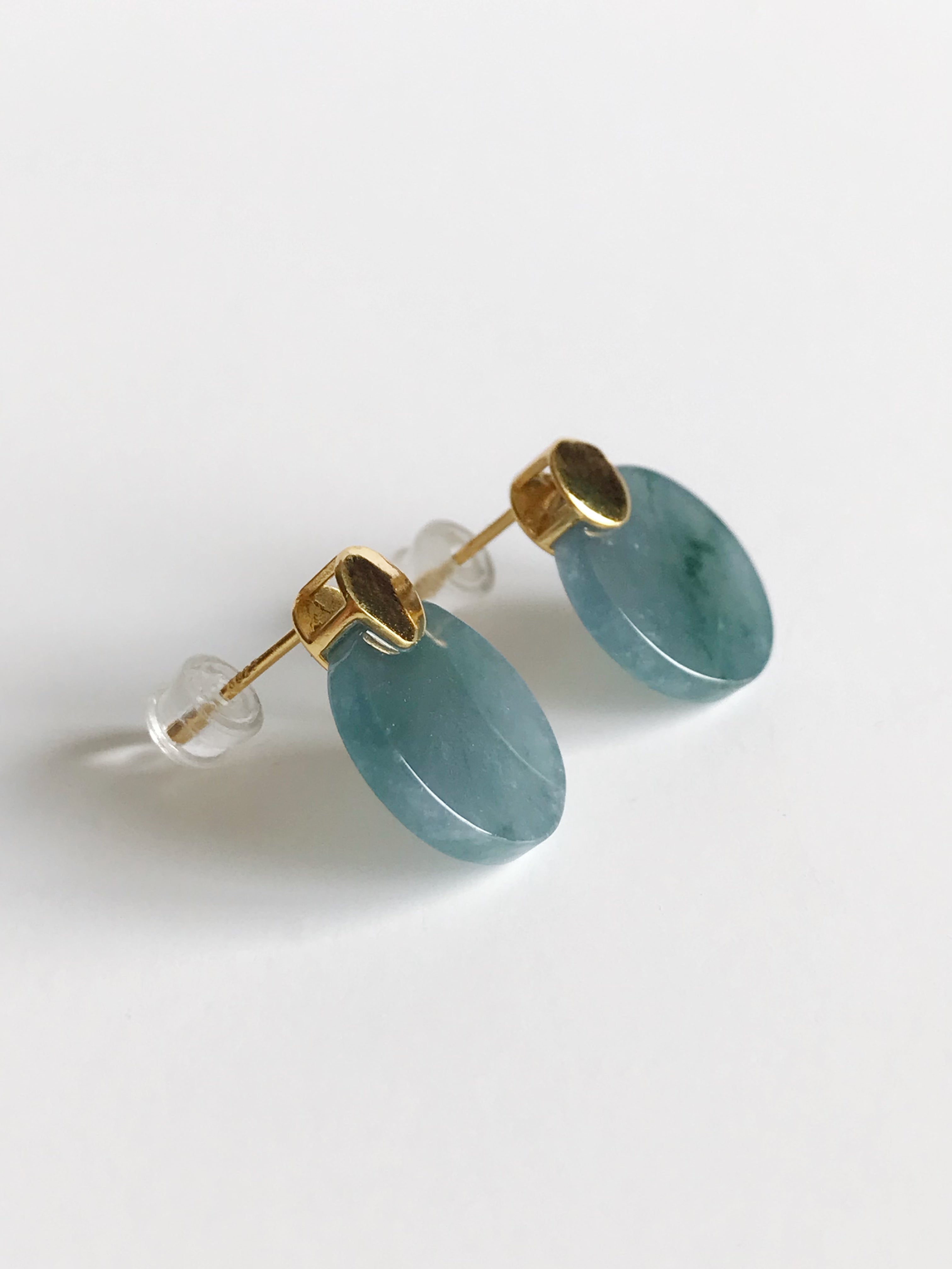 Serenity Jade Disc Studs - gold plated