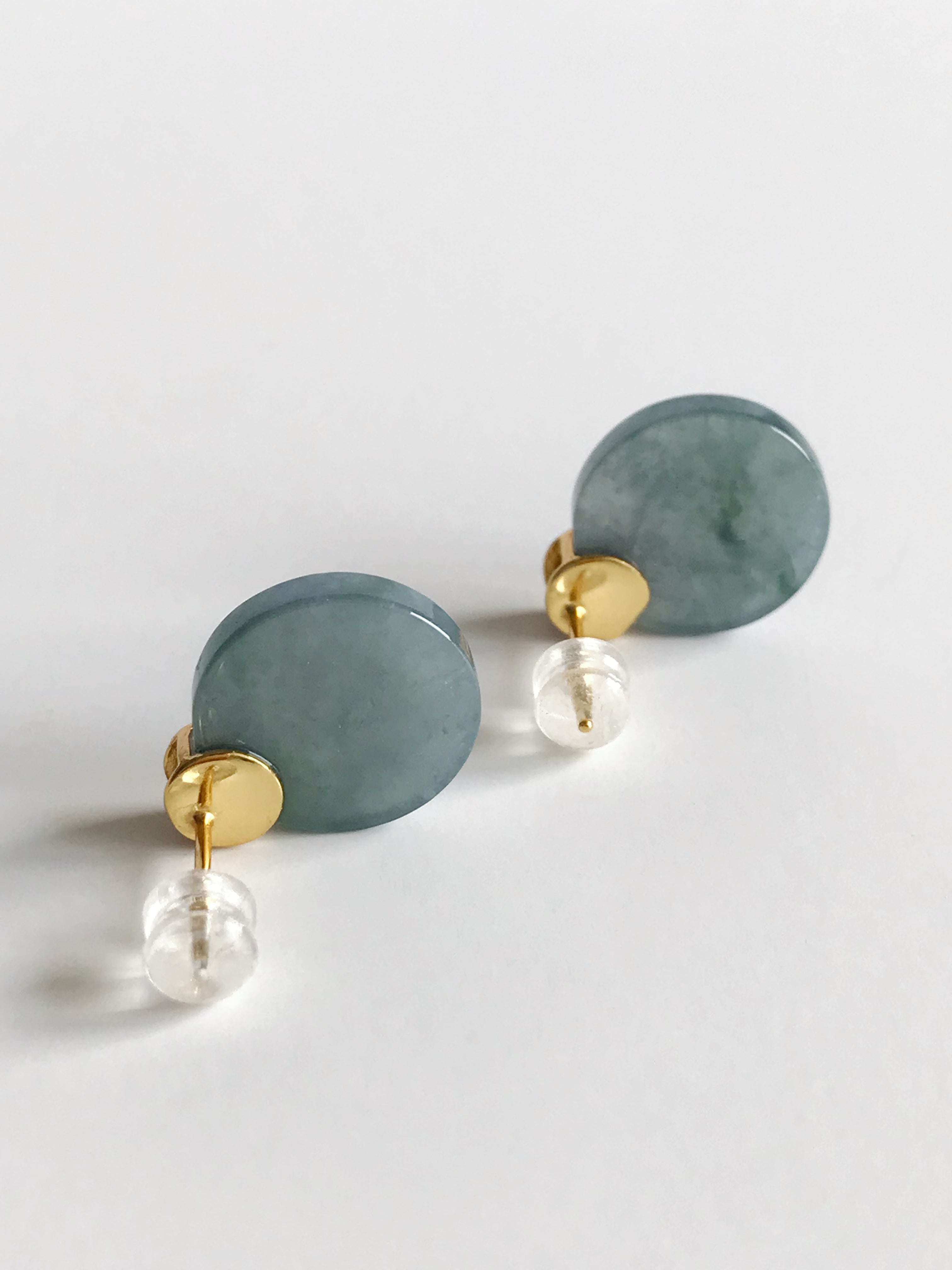 Serenity Jade Disc Studs - gold plated
