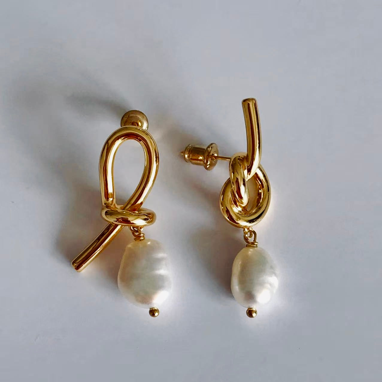 Knot & Pearl Drop Earrings