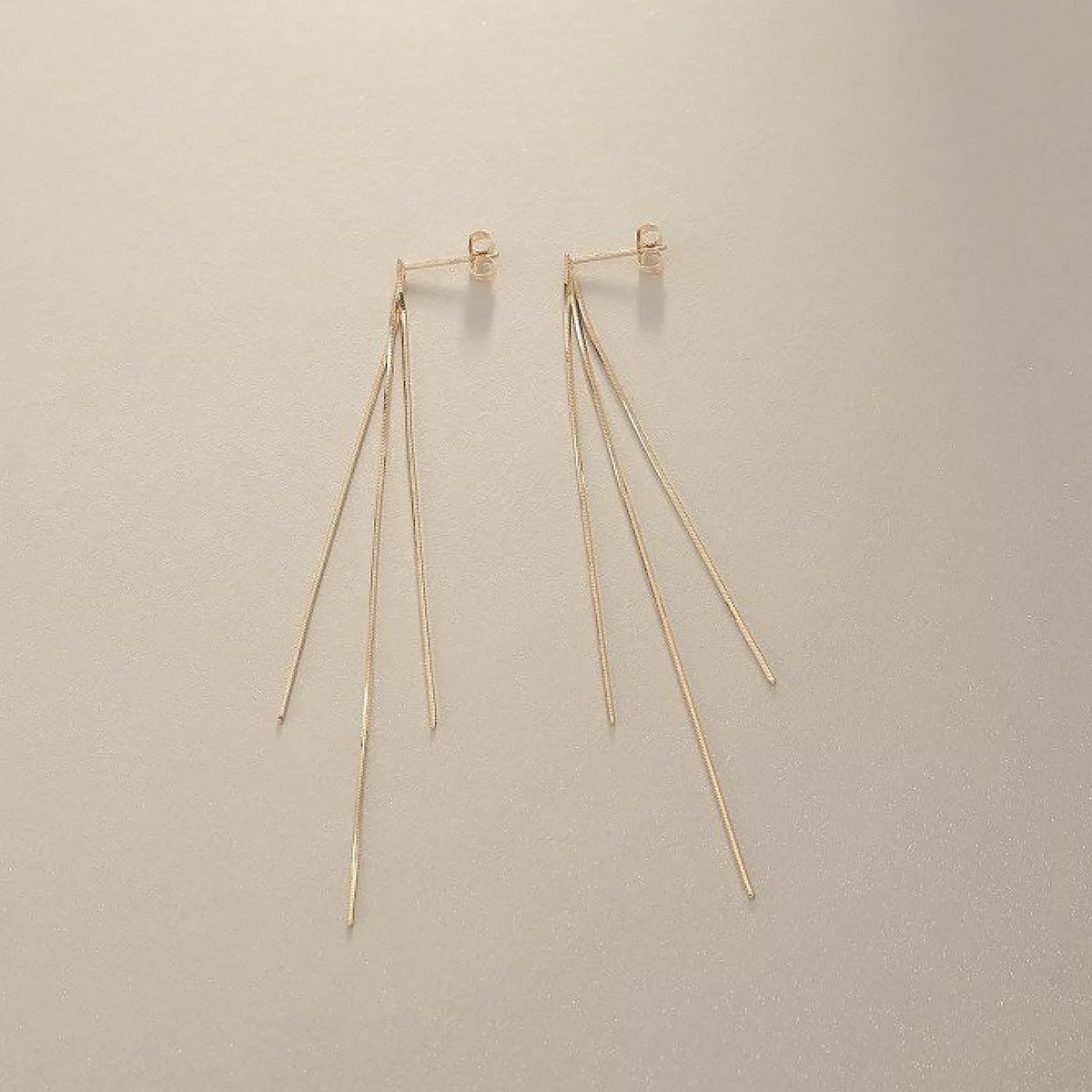 Minimalist Triple Snake Chain Tassel Earrings -