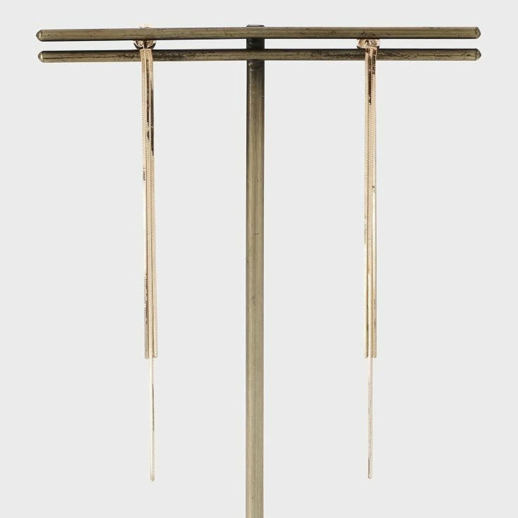 Minimalist Triple Snake Chain Tassel Earrings -