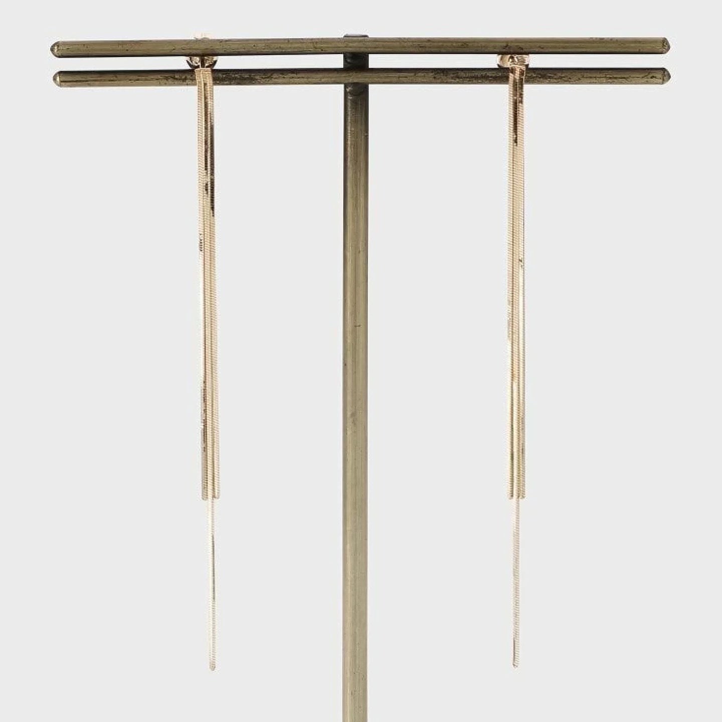 Minimalist Triple Snake Chain Tassel Earrings -