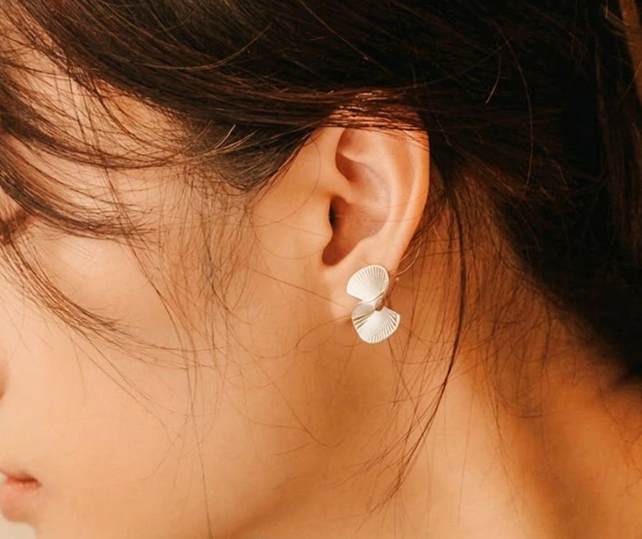 Architectural Fold Stud Earrings – 925 Sterling Silver