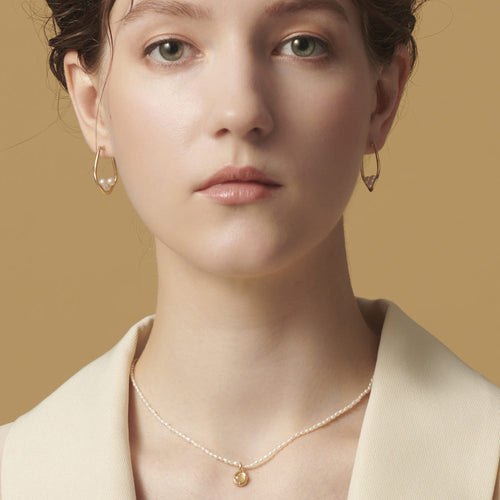 Asymmetric Twist Line Freshwater Pearl Earrings