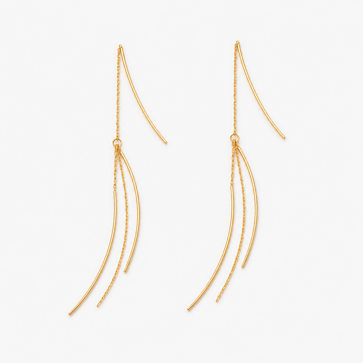 Comet Tail Threader Earrings | 925 Silver Gold Plated – 11.3cm