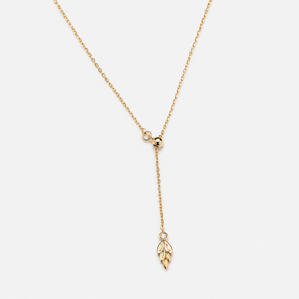 Dainty Adjustable Lariat Leaf Necklace
