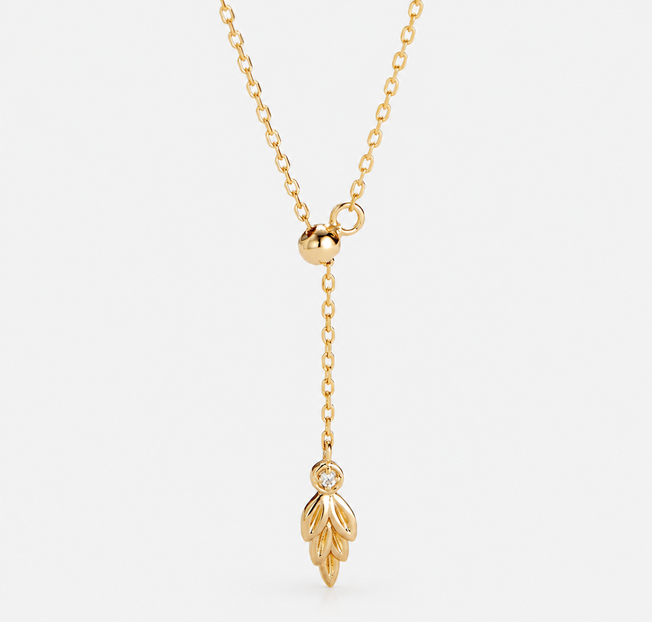 Dainty Adjustable Lariat Leaf Necklace
