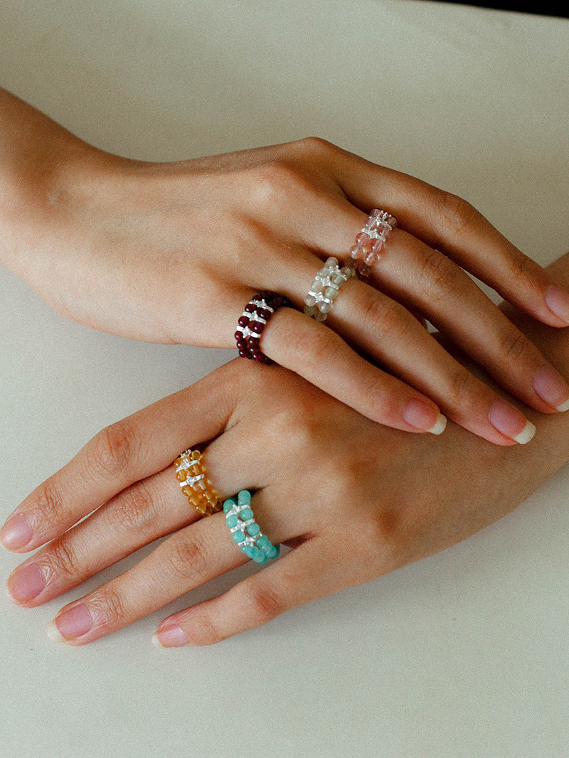 Double Row Garnet Ring