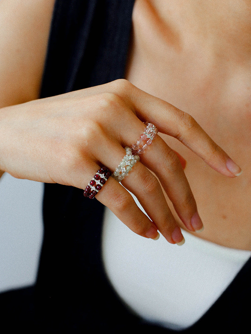 Double Row Garnet Ring