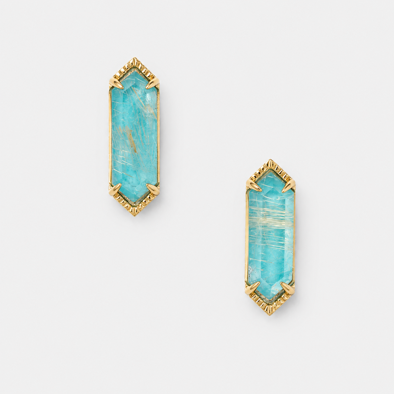 Double Stone Hexagon Stud Earrings