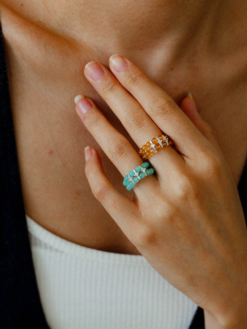 Double Row Citrine Ring