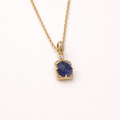 Dual-Layer Gem Pendant – Blue Goldstone & Quartz, 14K Gold Plated