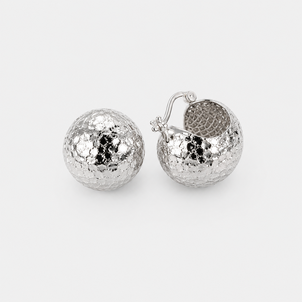 Faceted Silver Dome Stud Earrings