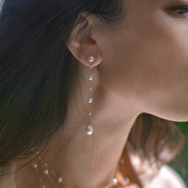 Freshwater Pearl Constellation Threader Earrings