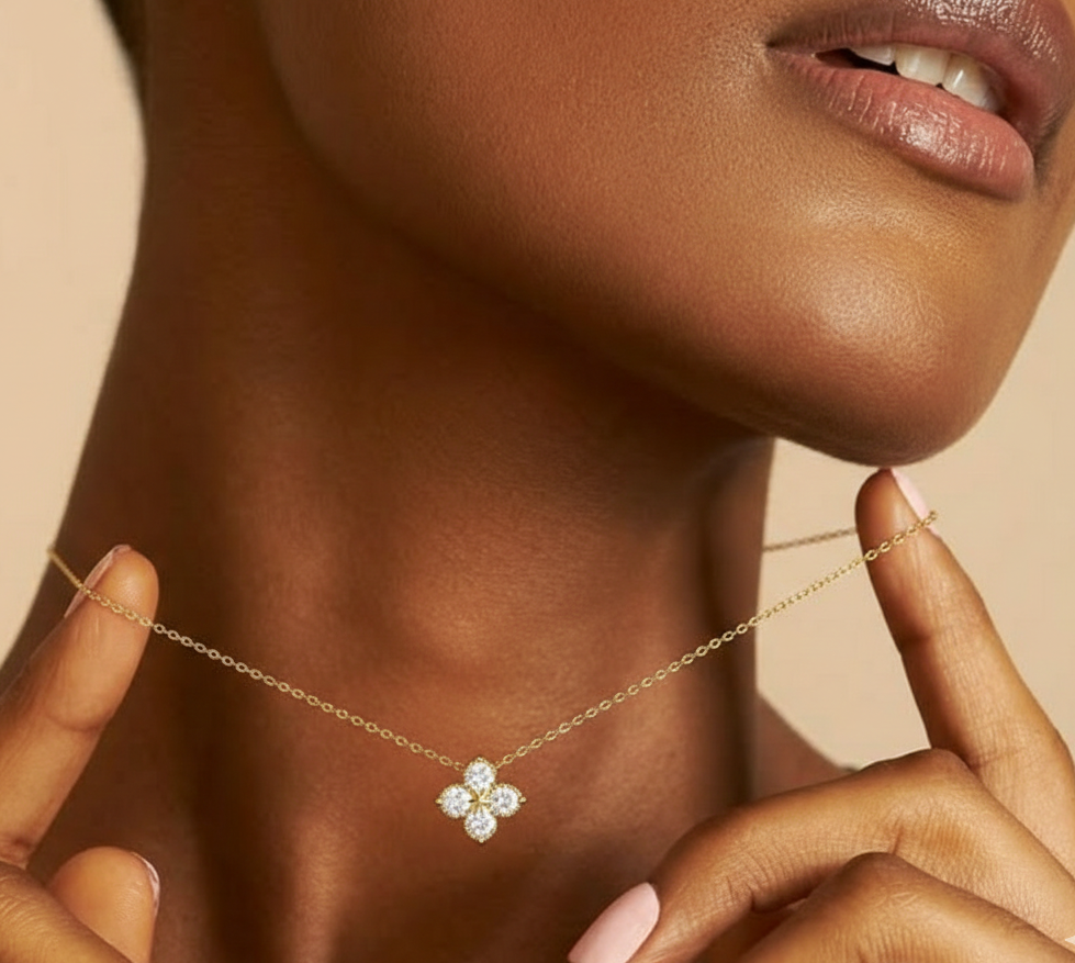 Shining Star Moissanite Clover Necklace