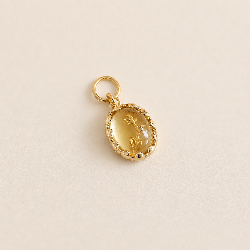 Golden Rose Citrine Pendant Necklace