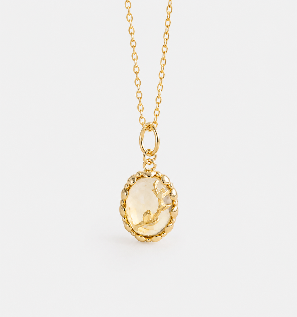 Golden Rose Citrine Pendant Necklace