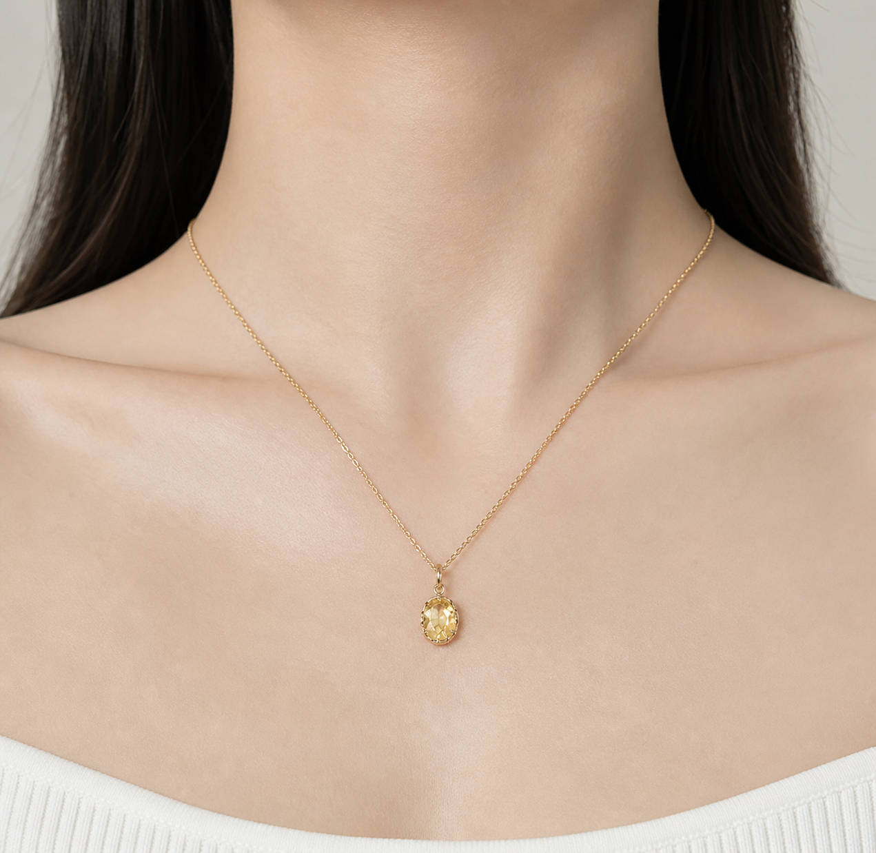 Golden Rose Citrine Pendant Necklace
