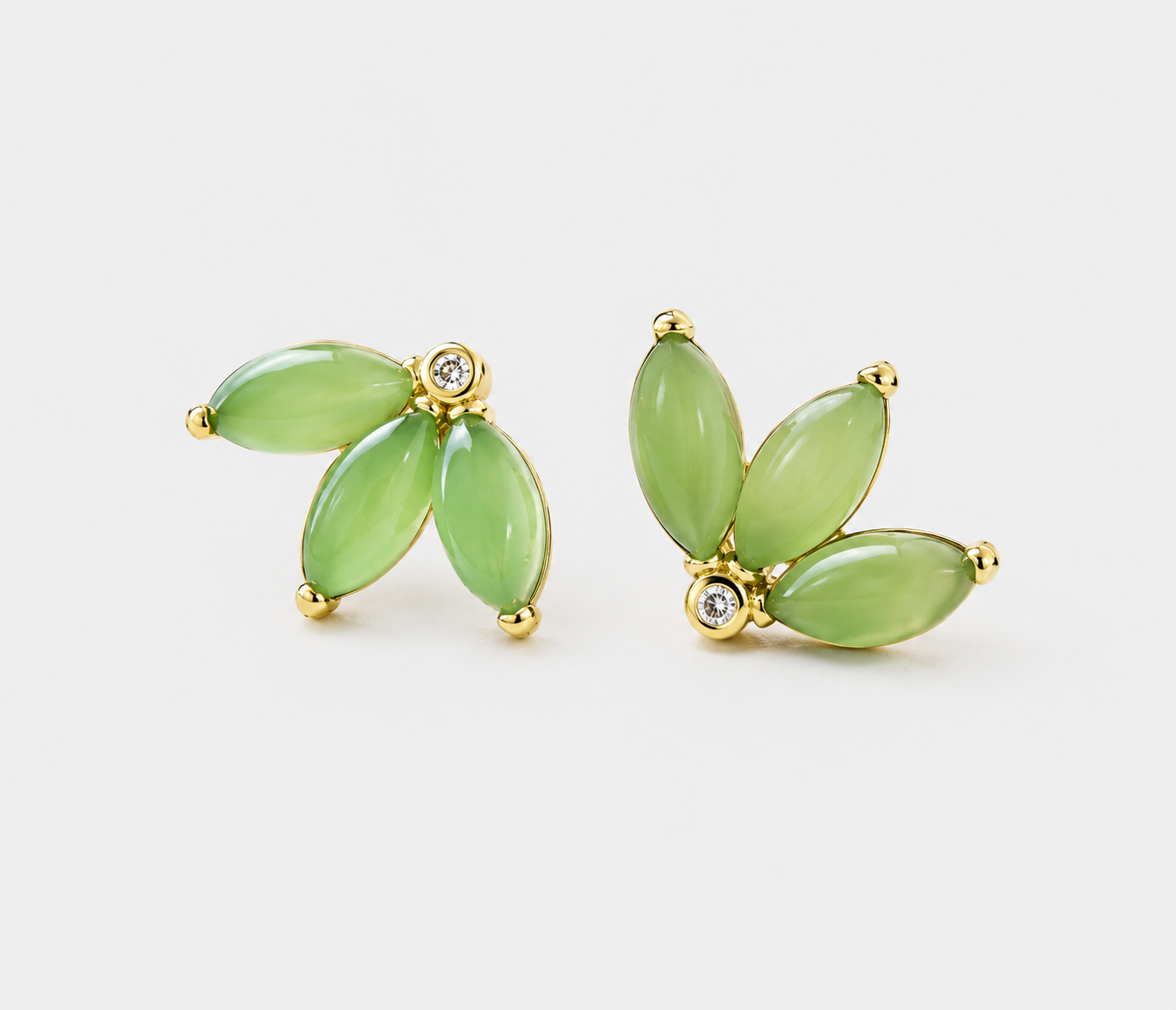 Green Jasper Clover Stud Earrings
