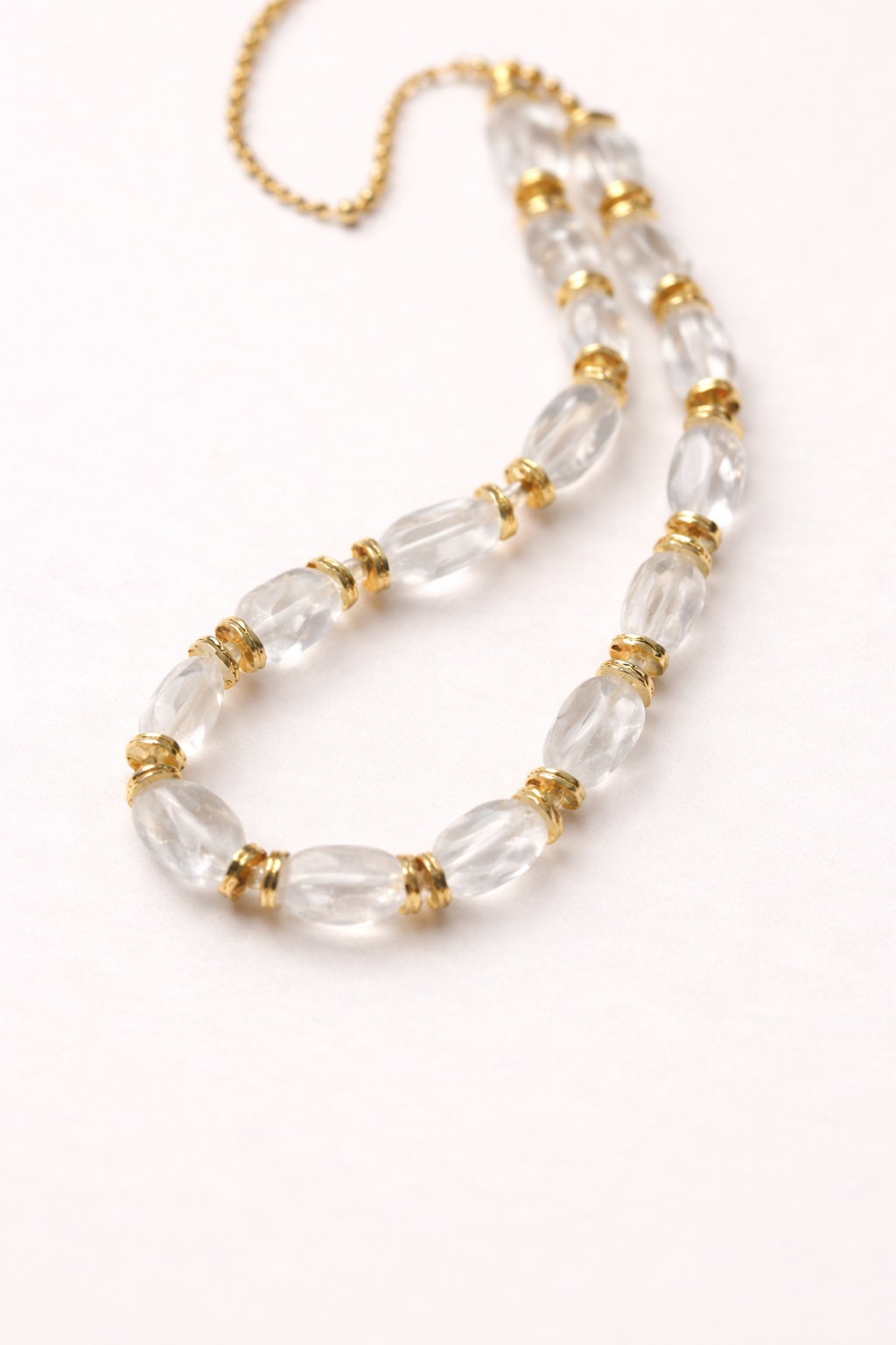 Irregular White Crystal Bead Necklace | 18K Gold-Plated