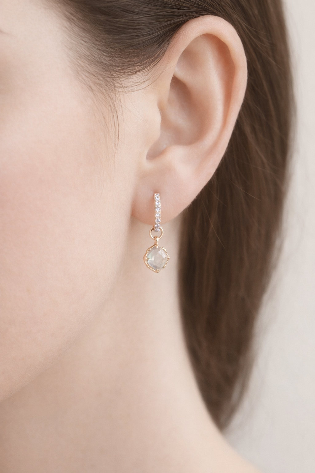 Labradorite & Amethyst Convertible Hoop Earrings