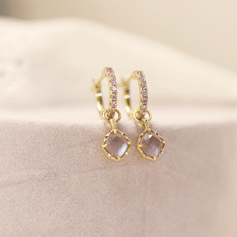 Labradorite & Amethyst Convertible Hoop Earrings