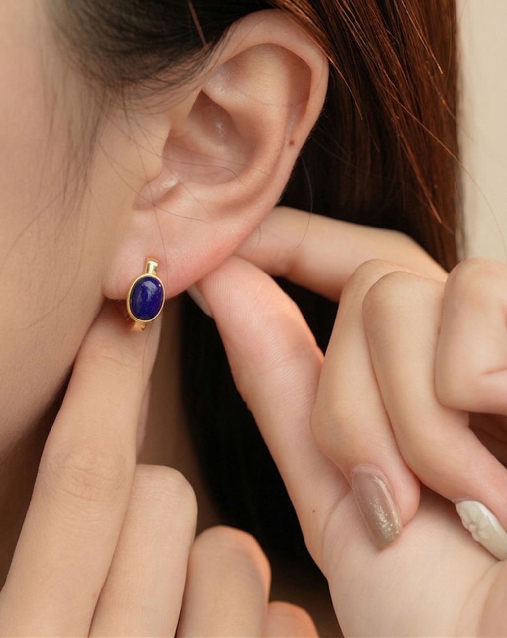 Lapis Lazuli Gold Hoop Earrings
