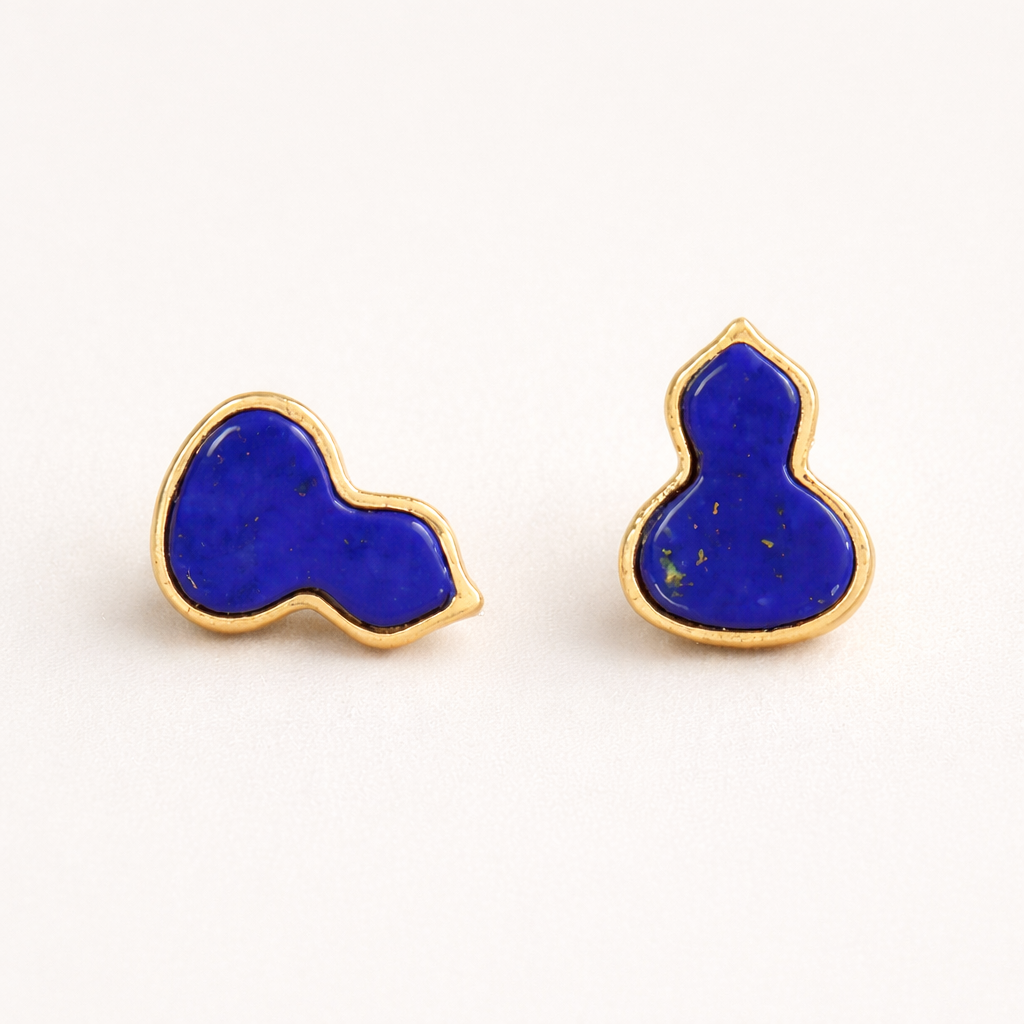 Lapis Lazuli Gourd Stud Earrings
