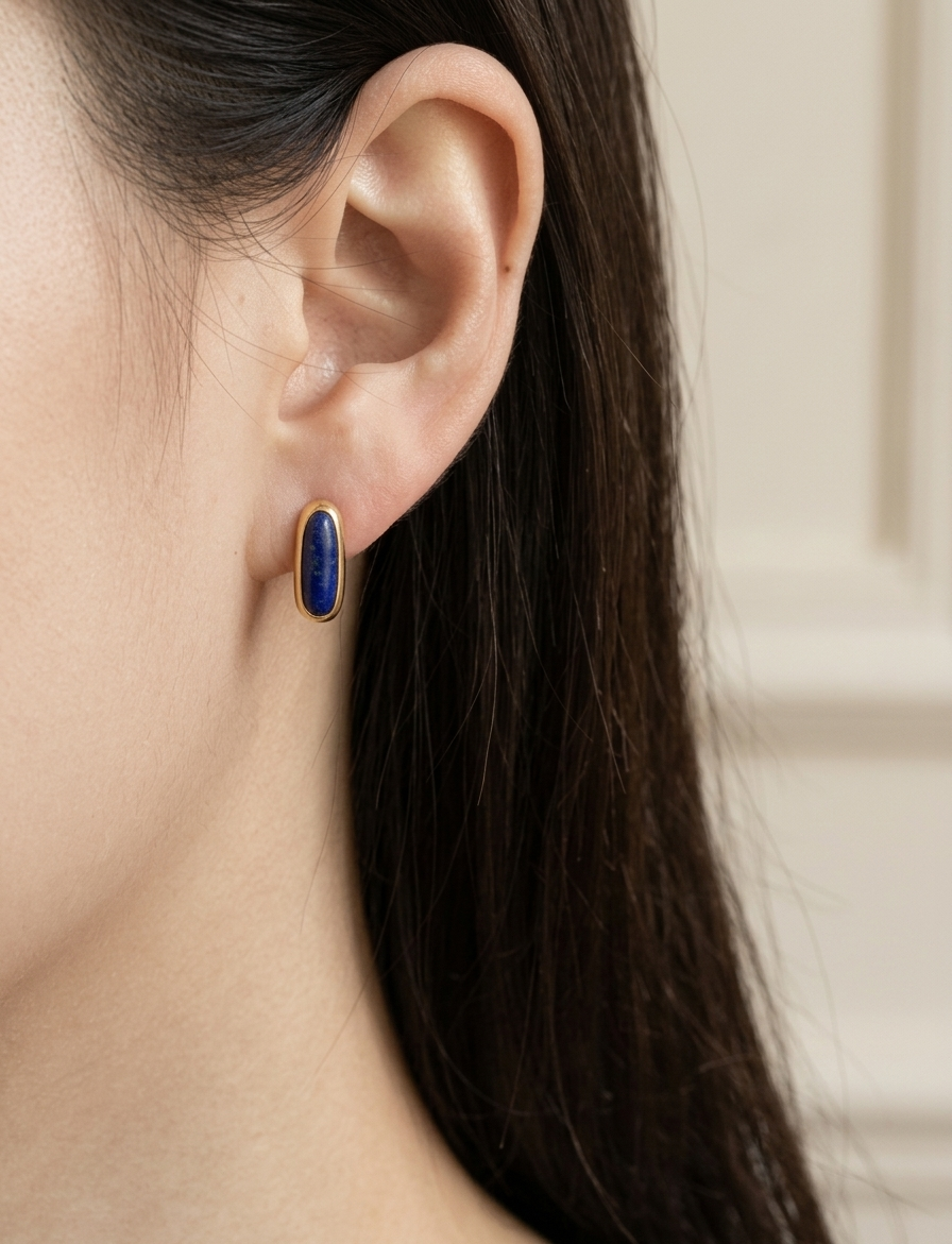 Lapis Lazuli Slim Stud Earrings