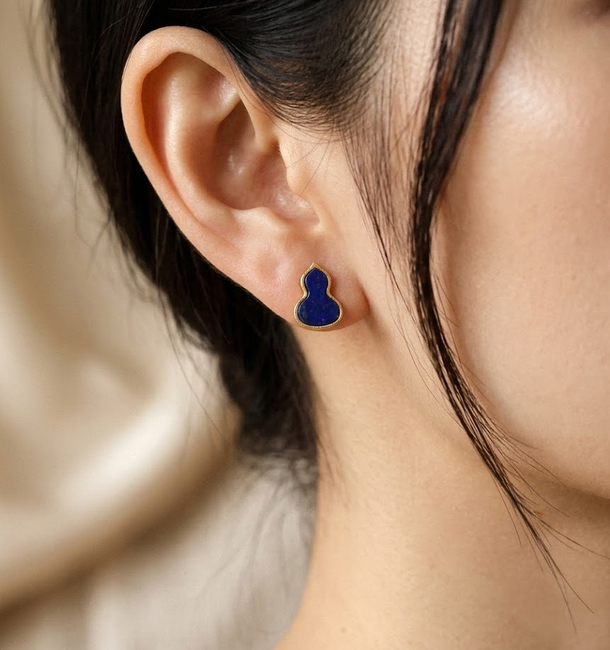 Lapis Lazuli Gourd Stud Earrings