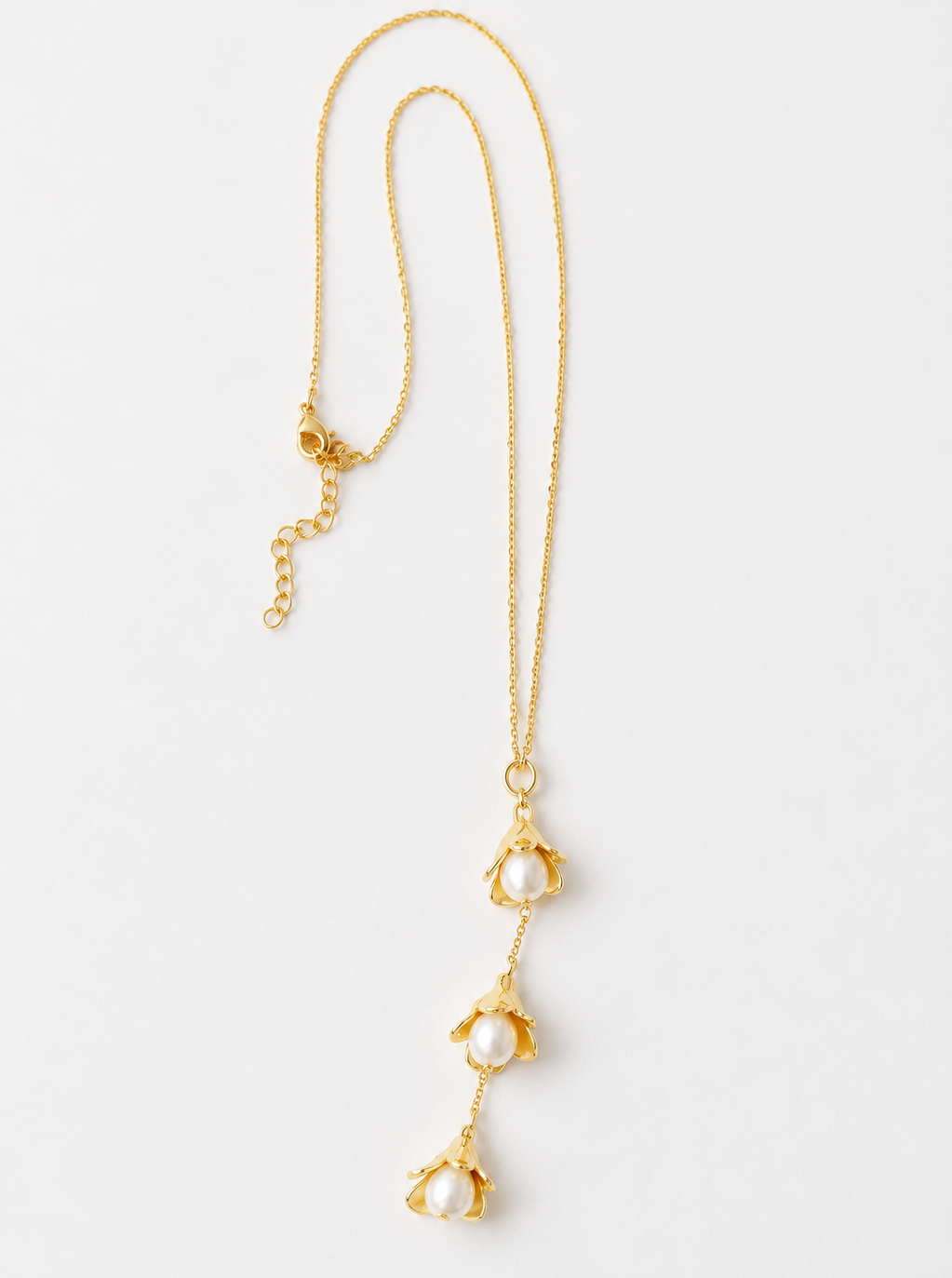 Lily of the Valley Freshwater Pearl Lariat Necklace