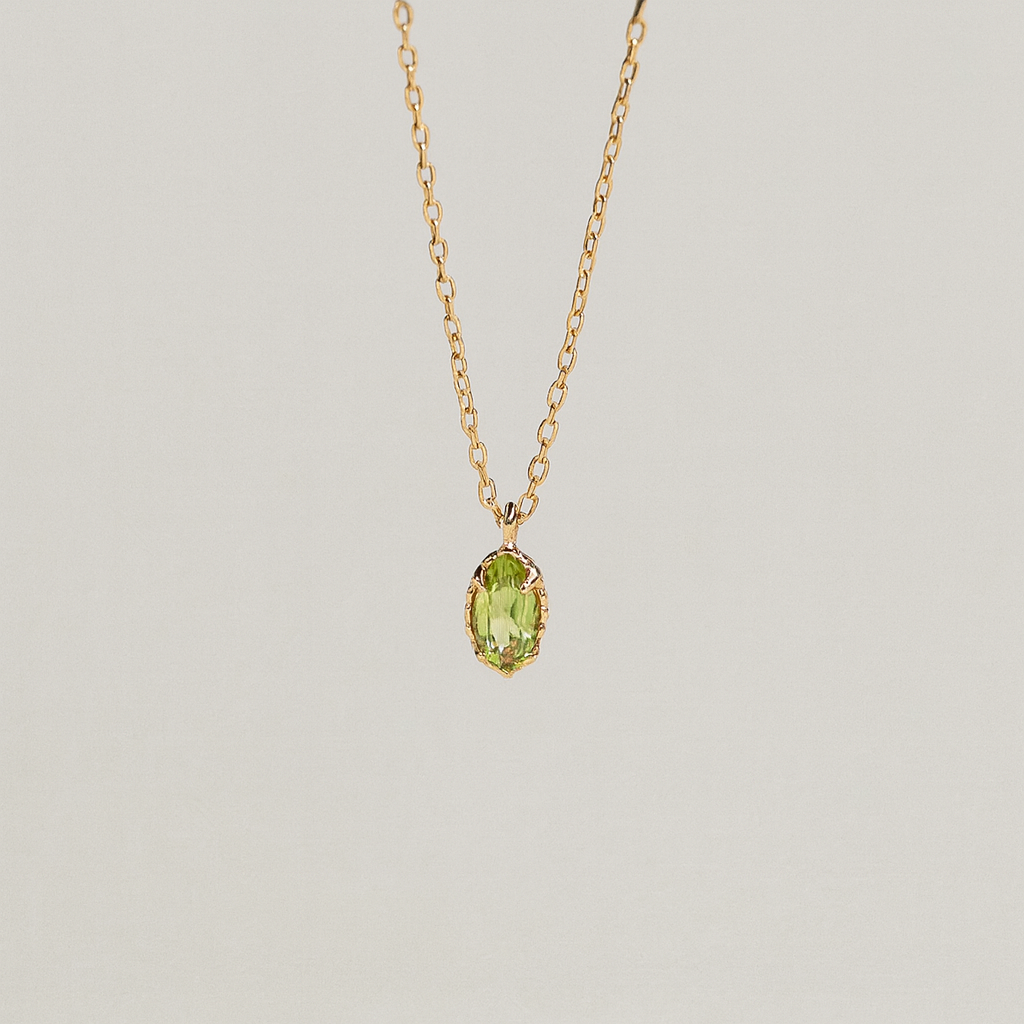 Marquise-Cut Peridot Necklace in 925 Sterling Silver | Minimalist Gold-Plated Pendant