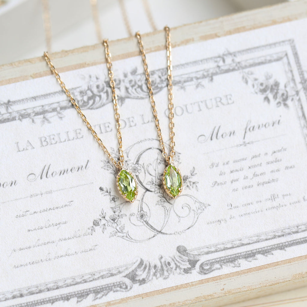 Marquise-Cut Peridot Necklace in 925 Sterling Silver | Minimalist Gold-Plated Pendant