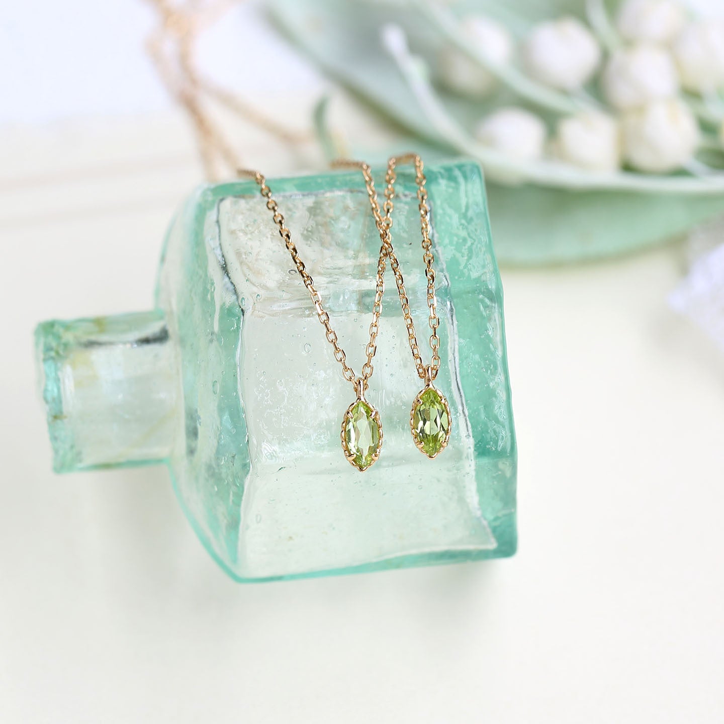 Marquise-Cut Peridot Necklace in 925 Sterling Silver | Minimalist Gold-Plated Pendant