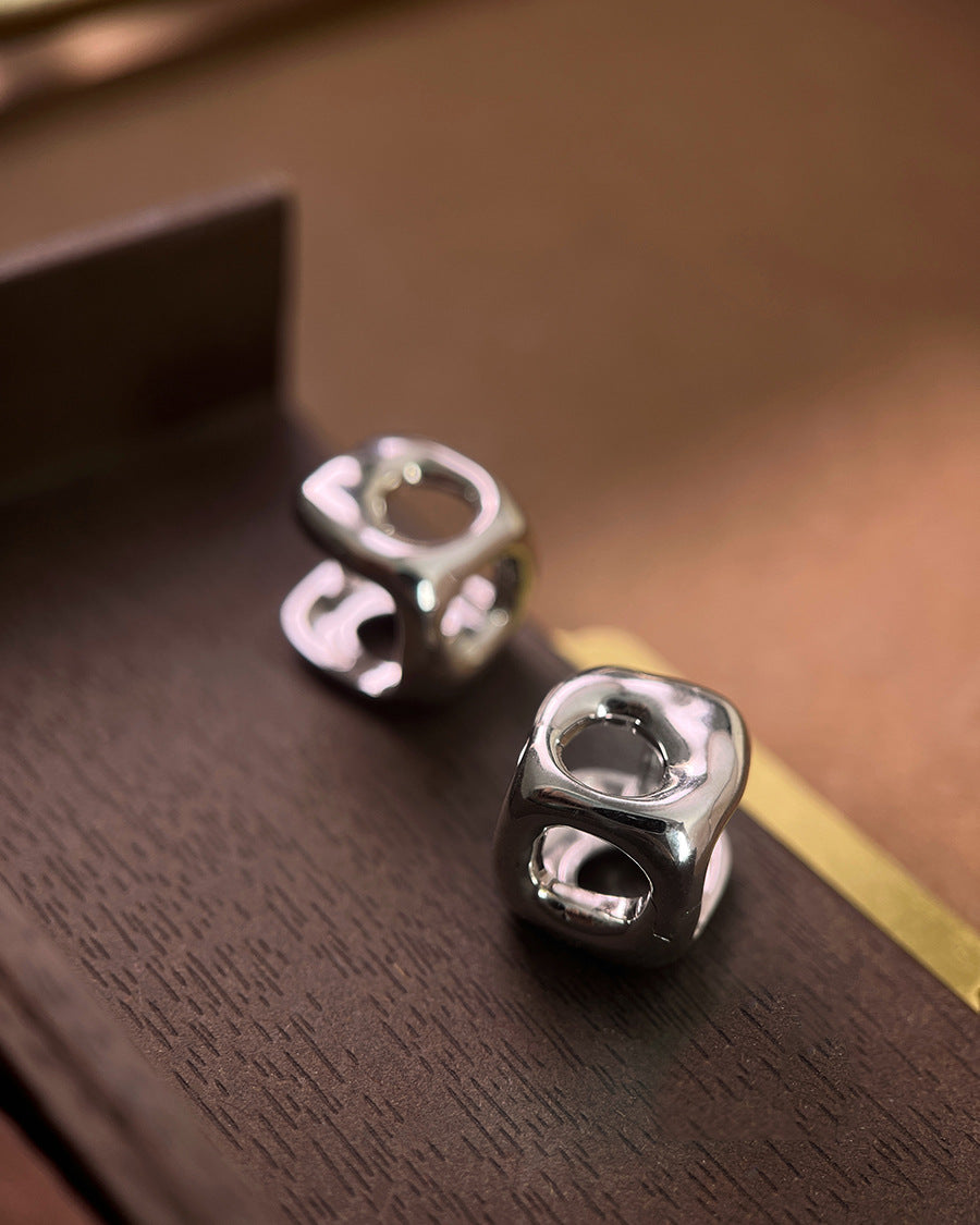 Modern Hollow Cube Stud Earrings