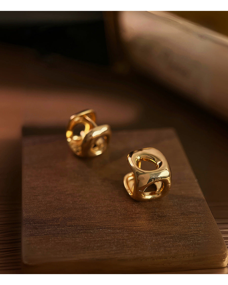 Modern Hollow Cube Stud Earrings