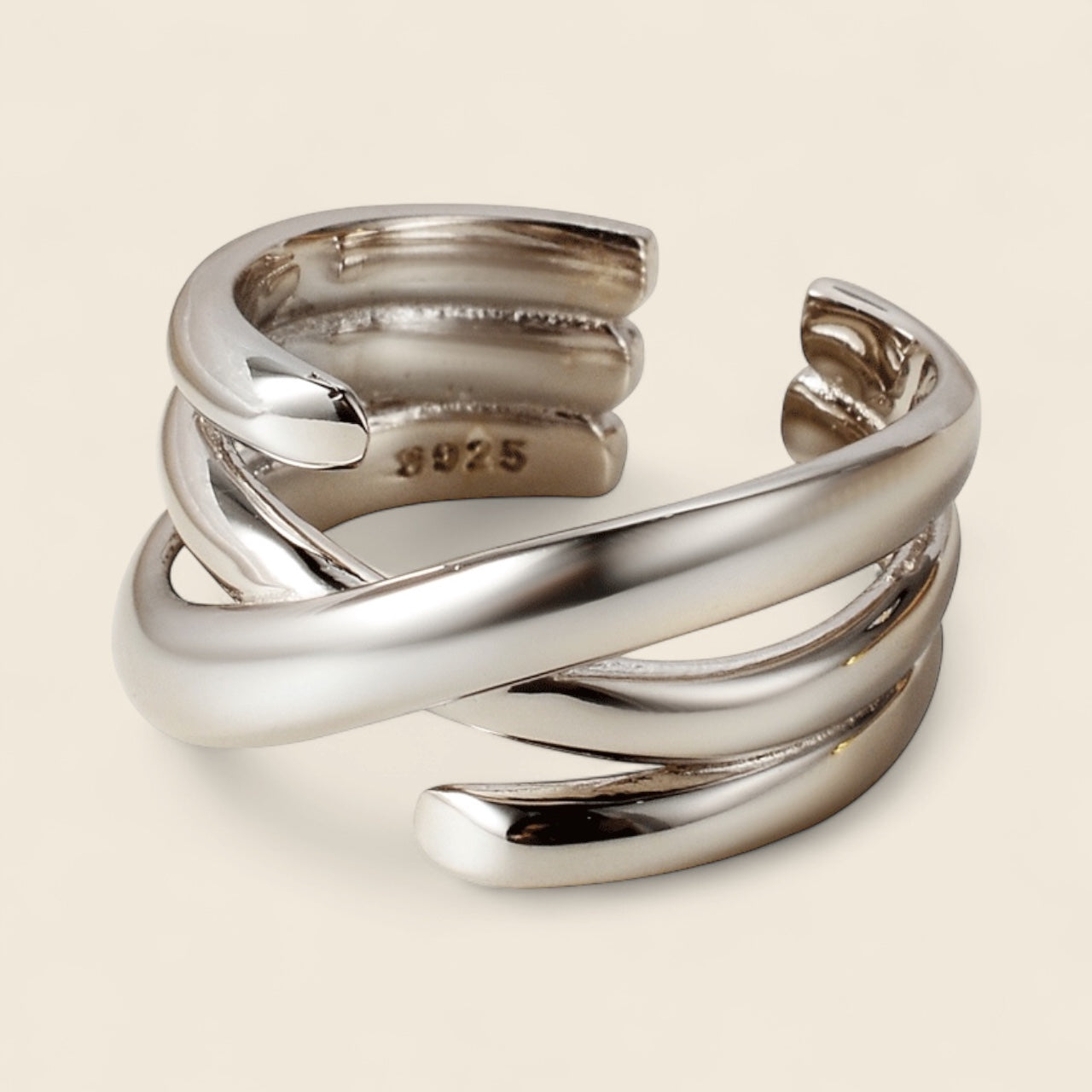 Multi-Layer Crossover Ring | 925 Sterling Silver | Gembee Jewellery