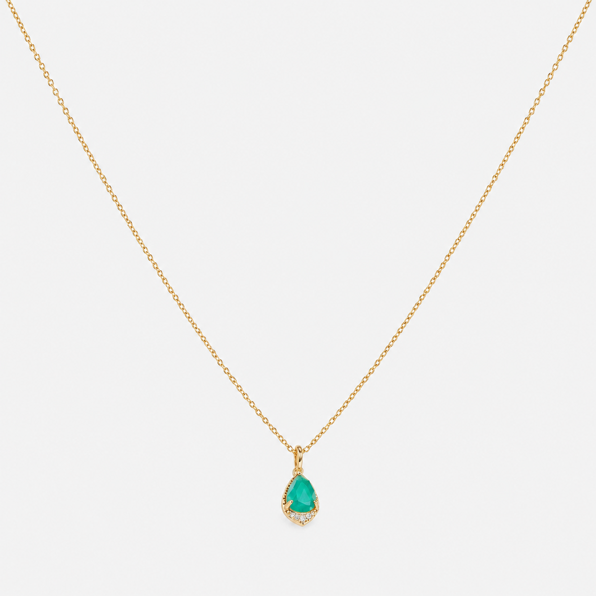 Natural Amazonite & Quartz Doublet Gold Plated Silver Necklace