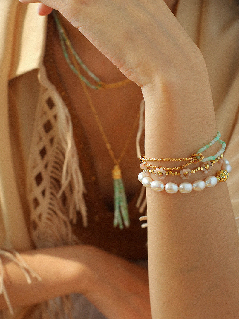 Natural Chrysoprase Double Strand Bracelet
